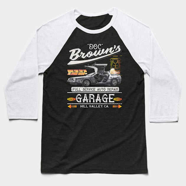 Doc Browns Garage Baseball T-Shirt by Alema Art